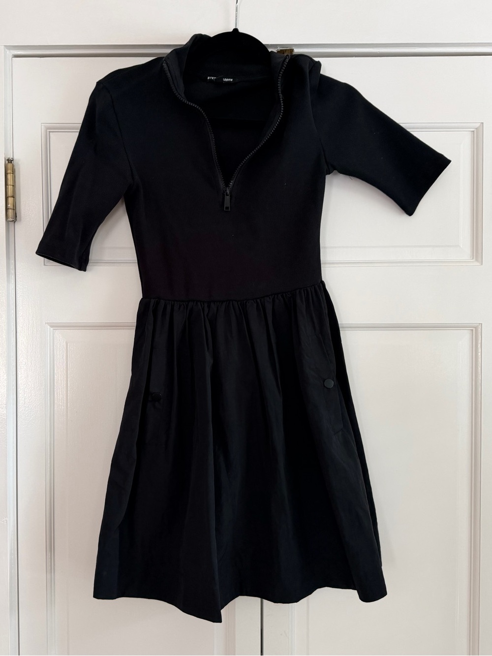 Steve Madden Black Short-Sleeve Fit & Flare Dress